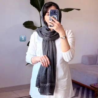 شال تابستانه با نوار دانتل